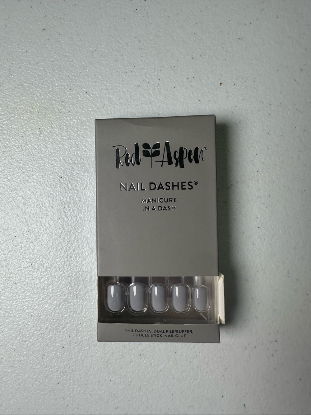 Red Aspen Grey Press-On Nail Dashes - Salon-Ready Manicure